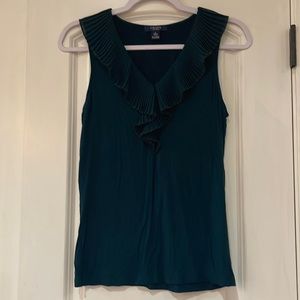 Chaps sleeveless teal to with frilly collar. Size small